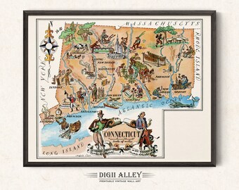 Fun State Map of West Virginia Digital Download PRINTABLE Vintage ...