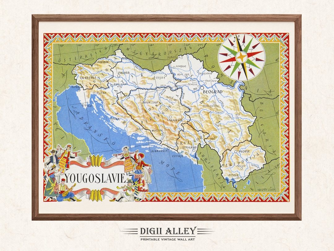 Old Map of Former Yugoslavia – Digital Download PRINTABLE Vintage Fun ...