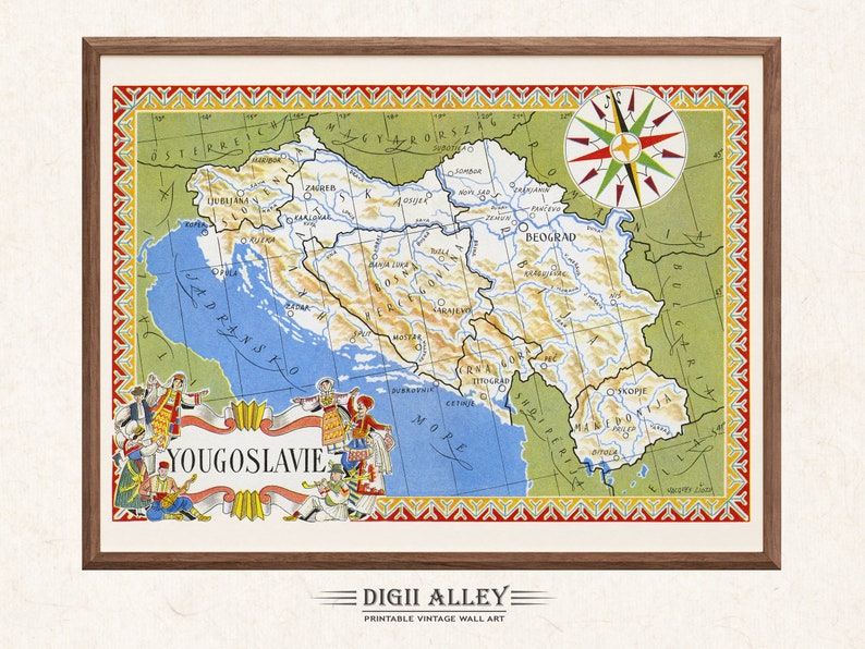 Old Map of Former Yugoslavia – Digital Download PRINTABLE Vintage Fun ...