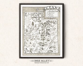 Pictorial State Map of West Virginia Digital Download PRINTABLE Vintage ...