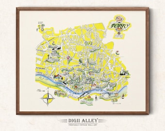 Fun Map of Porto in Portugal – Digital Download PRINTABLE Vintage Pictorial Old Illustration Spanish Wall Art Travel Adventure Street Map