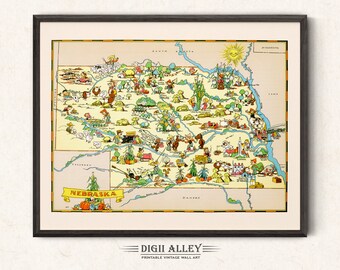 Fun State Map of Texas Digital Download PRINTABLE Vintage Pictorial ...
