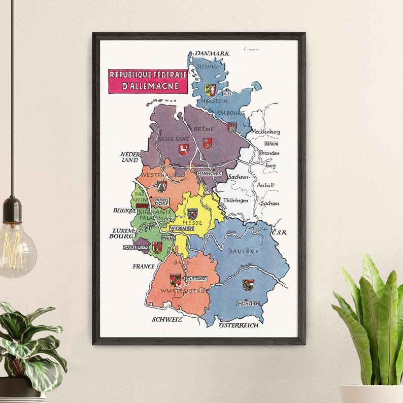 Fun Map of the Federal Republic of Germany, Deutschland – Digital ...