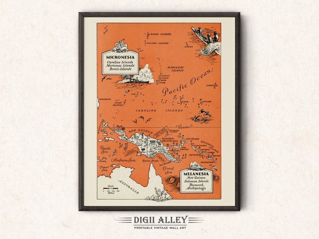 Map of Islands in Micronesia &amp; Melanesia – Digital Download PRINTABLE ...
