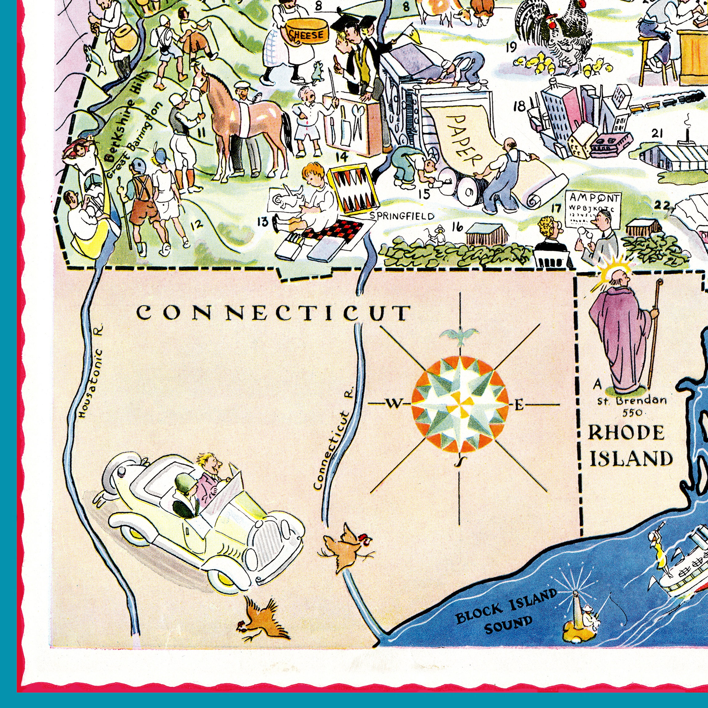 Fun State Map of Massachusetts – Digital Download PRINTABLE Vintage ...