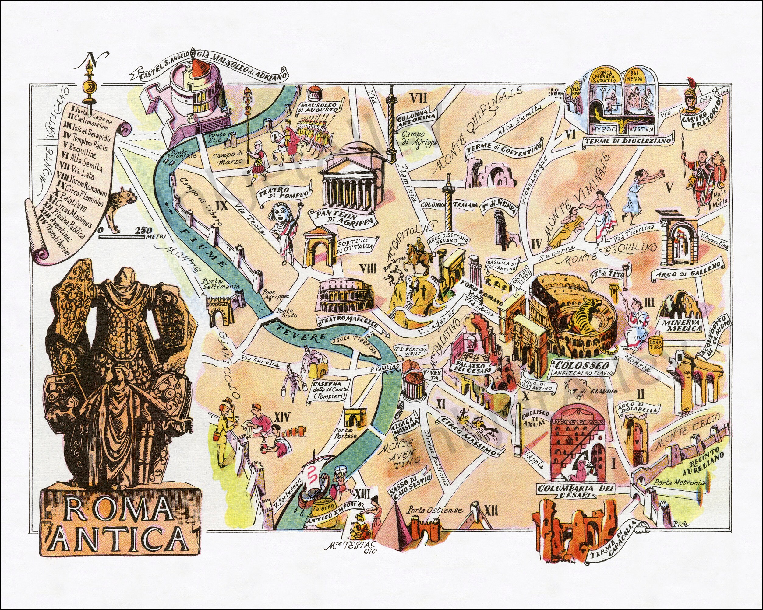 Fun Map Of Italy Ancient Rome Digital Download PRINTABLE Vintage 