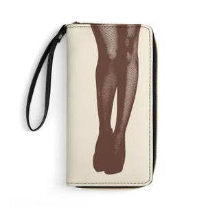 Cartera de piel con diseño gráfico de moda para mujer con correa para la muñeca