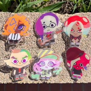 Splatoon splatbands: Taka, Tao blu, Paul, Warabi, Ikkan & Harmony acrylic pins