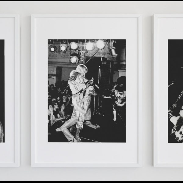 1970’s Glam Rockstar Aesthetic Rock Icons Wall Art Print Set, David Bowie Lou Reed Iggy Pop Wall Art, Music Fashion Artist Style