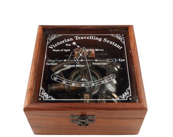 Mothers Gift Nautical Sextant, custom engraved gift, brass sextant, Working Compass, gift for father, anniversary gift, navy veteran gift