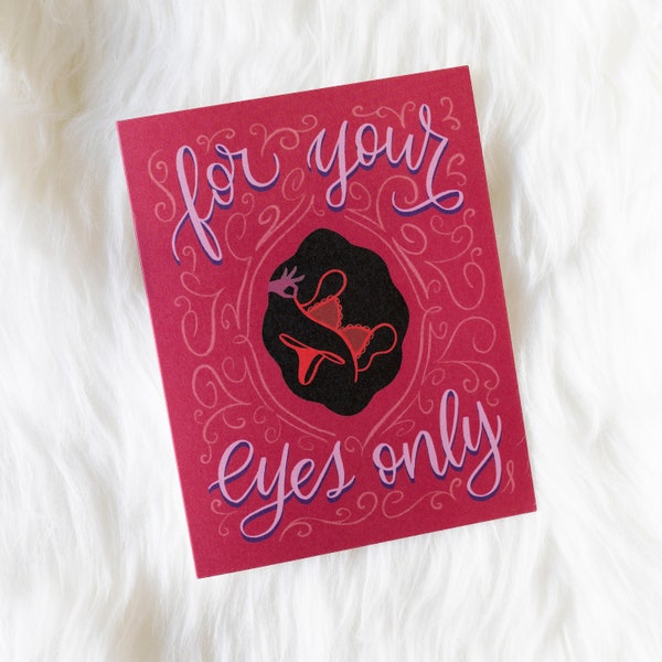 For Your Eyes Only Greeting Card, Flirty Greeting Card, Naughty, Sexy, Romantic Greeting Card