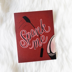 Cartão de felicitações Spank Me, cartão de felicitações glamouroso, travesso, sexy, cartão de felicitações excêntrico, cartão BDSM, cartão de nota D/S