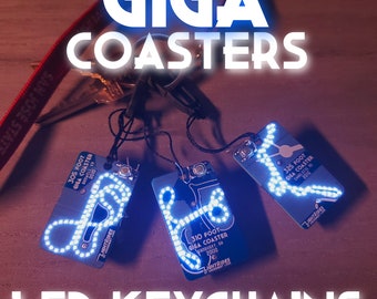 Set of 3 - LED Giga Coaster Keychain | Double Downs by LightRides | Light-Up LED Roller Coaster