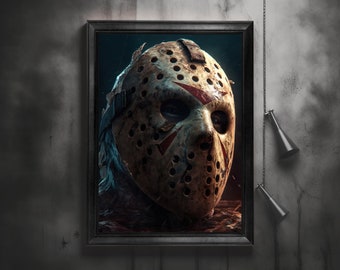 Jason Voorhees Poster Horror Movie Decor Friday the 13th Art Print Halloween Wall Art (Multiple Sizes)