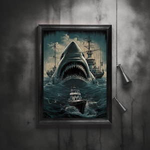 Jaws Poster Jaws Downloadable Poster Jaws Digital Art Jaws Home Decor Horror Home Decor Shark Home Decor Shark Poster