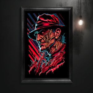 Freddy Krueger Poster Freddy Krueger Matte Poster Freddy Krueger Home Decor Horror Home Decor Nightmare On Elm Street Poster Multiple Sizes