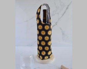 Boho Sunshine Stripe Wine Bottle Bag, Cotton Wine Gift Bag