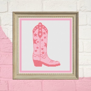 Starry Cowgirl Boot Counted Cross Stitch Pattern | Coastal Cowgirl Cross Stitch | Modern Western Decor | Cowgirl Nursery Decor