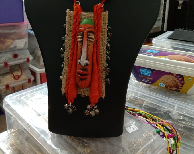 Terracotta and thread beads necklace