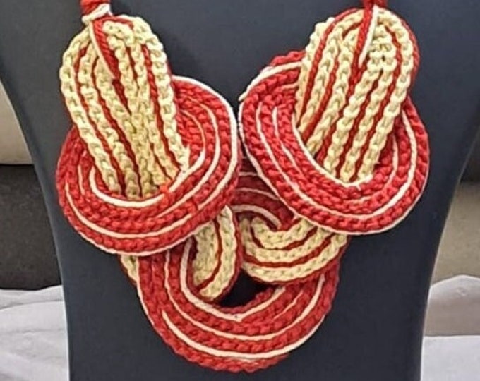 Celtic knot thread necklace with matching thread earrings.