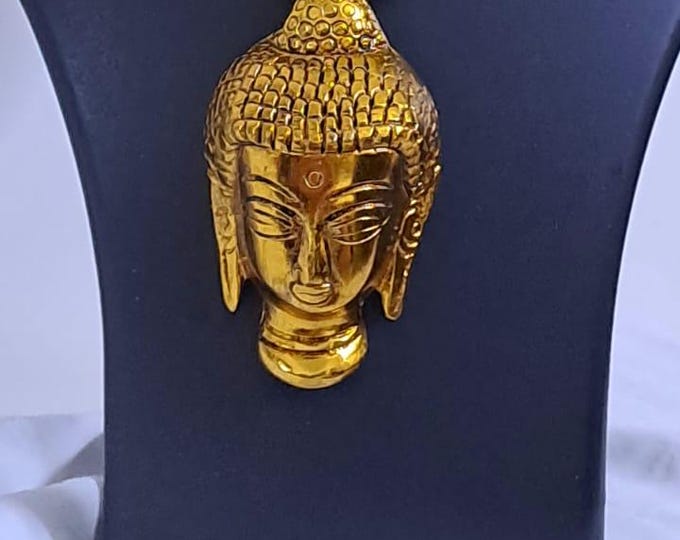Black thread necklace with oxidised golden buddha pendant
