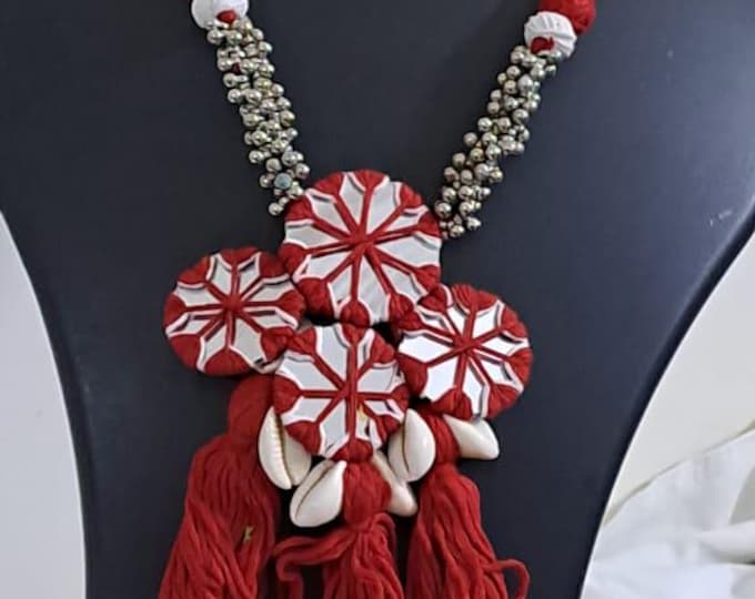 Stunning handmade Kutch Glass work necklace with matching glass work earrings
