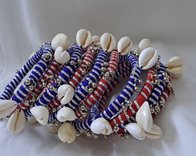Red and blue colour traditional zari thread and kori bangles (set of 10 bangles)