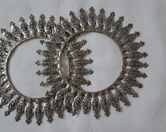 Traditional silver oxidised bangles