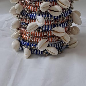 Orange and blue colour traditional zari thread and kori bangles (set of 10 Bangles)