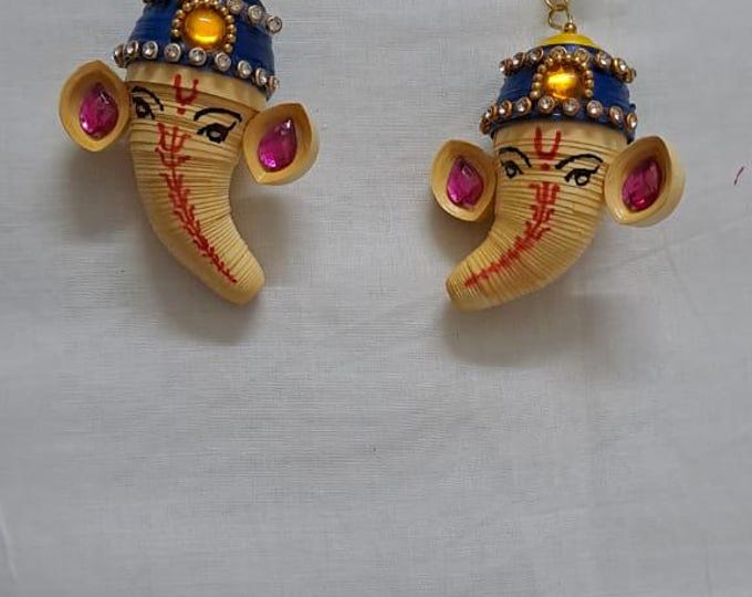 Paper quilling Ganesha earrings