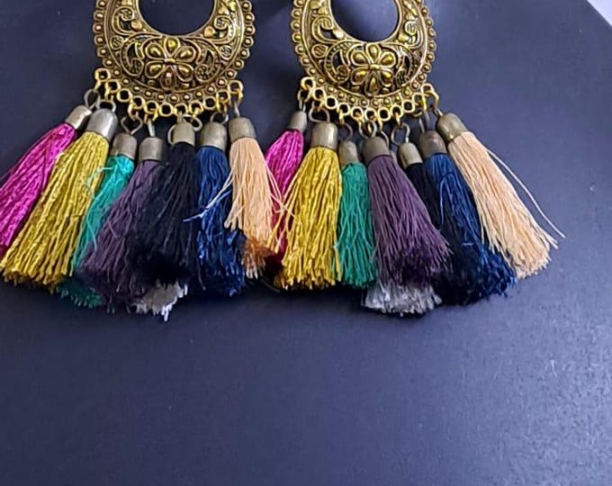 Combo offer of 5 pair earrings with silk thread fringes