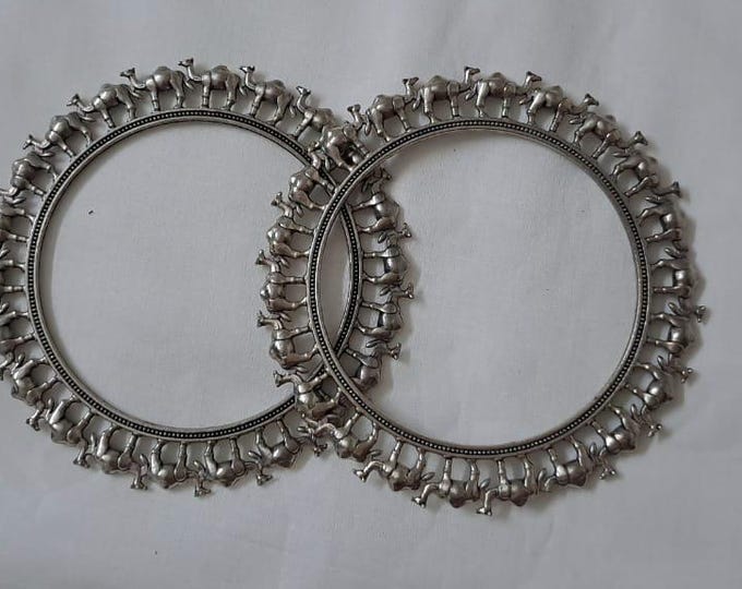 Traditional silver oxidised bangles