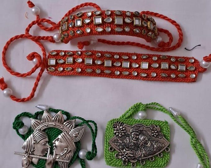 Combo rakhi set for Rakshabandhan festival (4 pcs including Bhai- Bhabhi set)