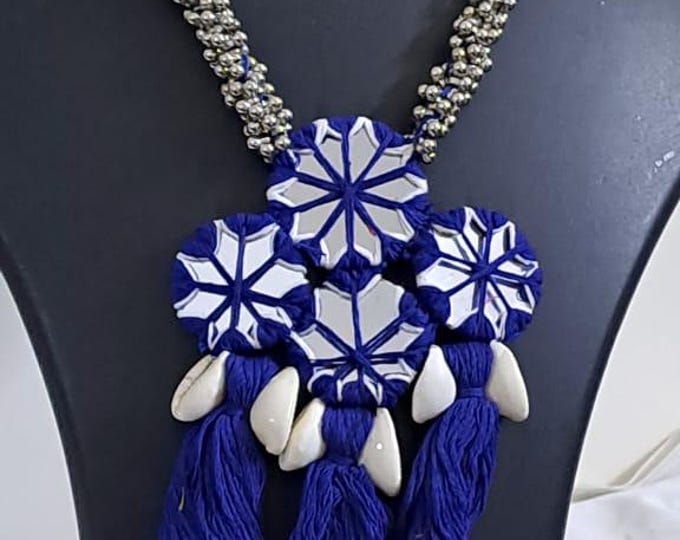 Stunning handmade Kutch Glass work necklace with matching glass work earrings