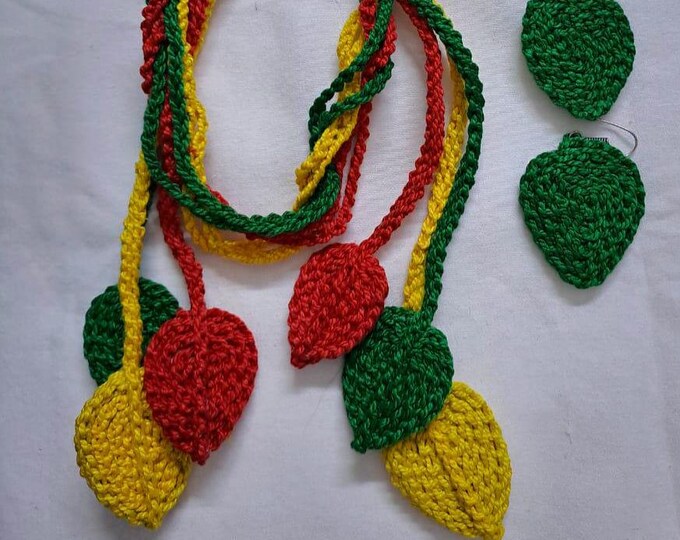 Exclusively n unique crochet leaf necklace set with matching earrings