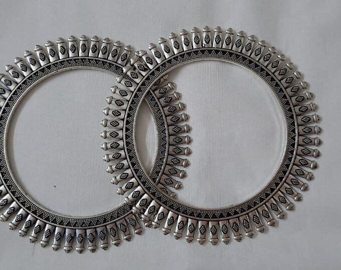 Traditional silver oxidised bangles