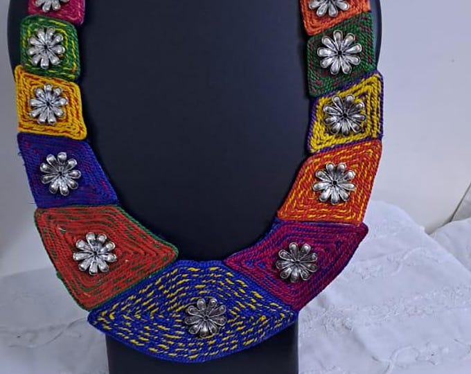 Exclusive  necklace set with multiple thread n  silver oxidised pendants n matching earrings