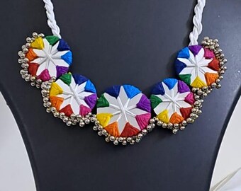 Stunning handmade Kutch Glass work necklace with matching glass work earrings