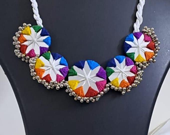Stunning handmade Kutch Glass work necklace with matching glass work earrings
