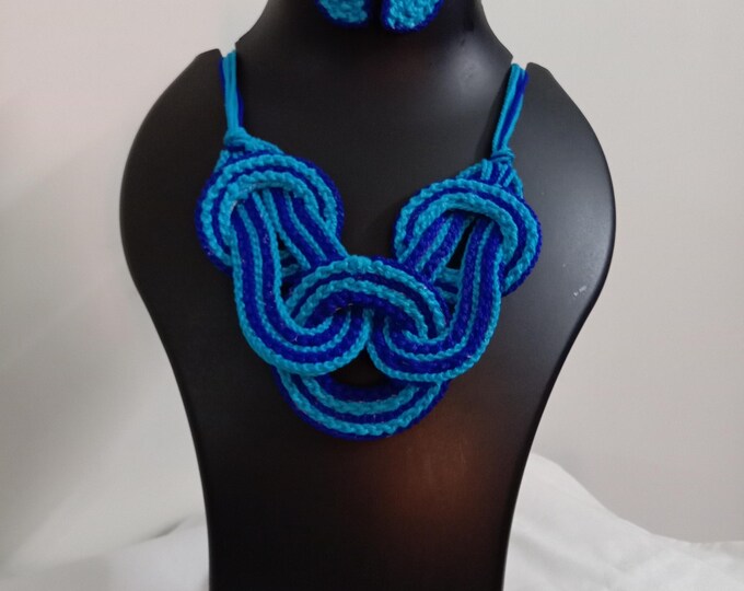 Celtic knot thread necklace with matching thread earrings.