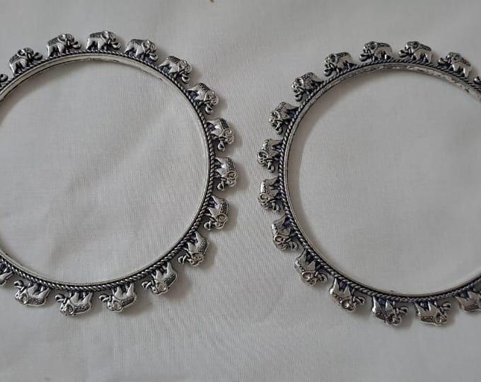 Traditional silver oxidised bangles