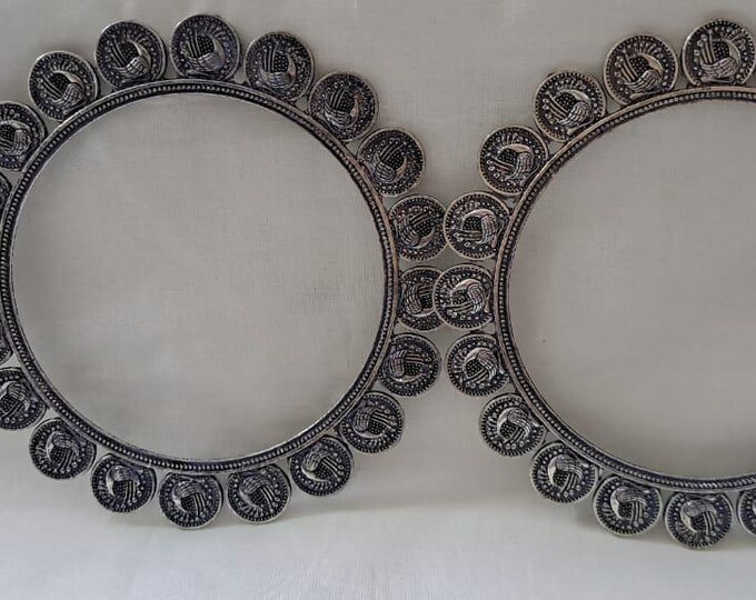 Traditional silver oxidised bangles