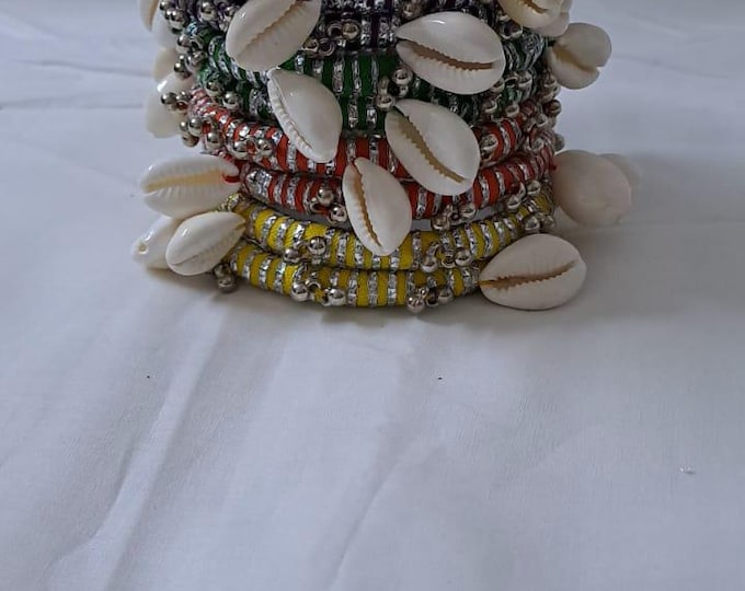 Multi colour traditional zari thread and kori bangles (set of 10 bangles)
