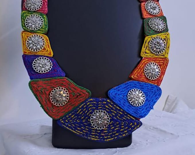 Exclusive  necklace set with multiple thread n  silver oxidised pendants n matching earrings