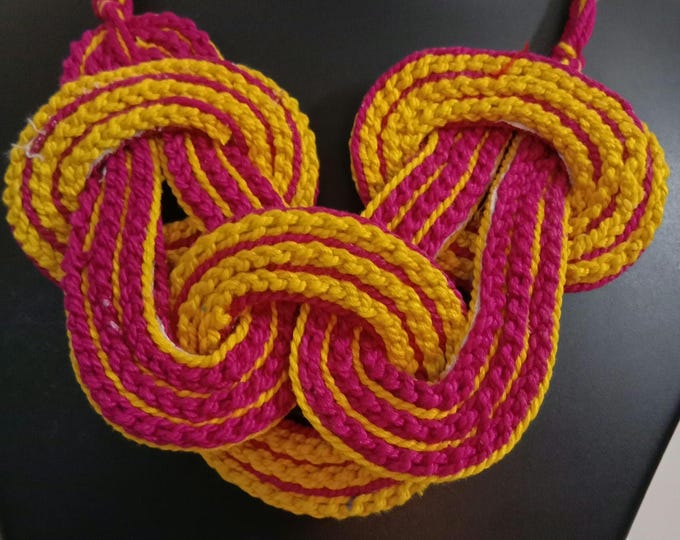 Celtic knot thread necklace with matching thread earrings.
