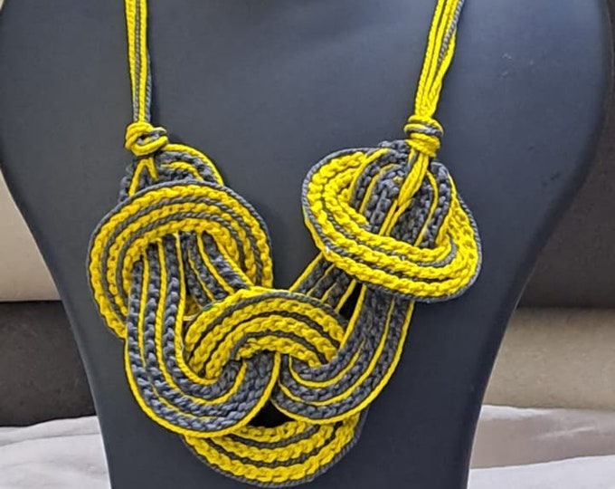 Celtic knot thread necklace with matching thread earrings.