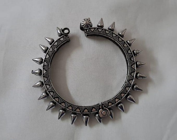 Silver oxidised bracelet/kada