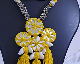 Stunning handmade Kutch Glass work necklace with matching glass work earrings