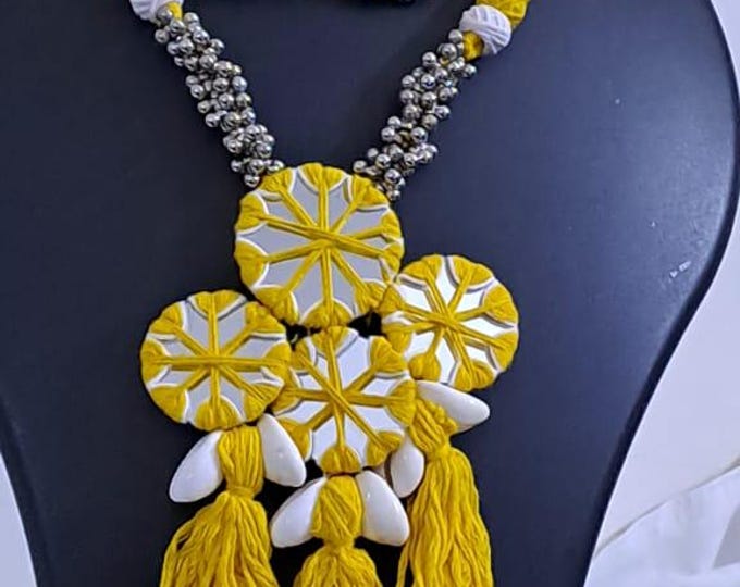 Stunning handmade Kutch Glass work necklace with matching glass work earrings