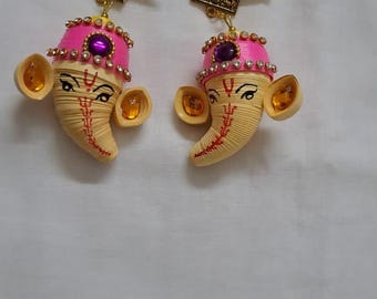 Paper quilling Ganesha earrings